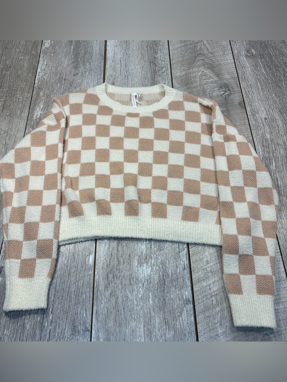Dreamers by Debut checkered cropped sweater size large